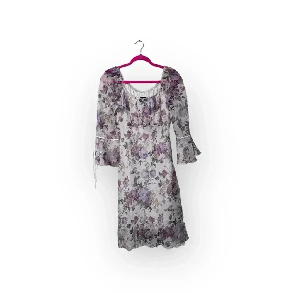 Vintage Next up Womens Floral Boho Midi Dress Juniors Sz 13 90s Y2K Cottagecore‎